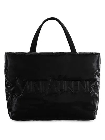 Saint Laurent Men's Padded Nylon Tote In Black