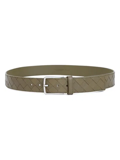 Bottega Veneta Men's Intreccio Belt In Green