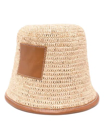 Jacquemus Women Le Bob Soli Bucket Hat In Leather Brown