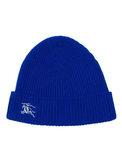 Burberry Electric Blue Cashmere Beanie Hat In Knight