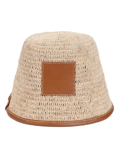 Jacquemus Le Bob Logo Patch Bucket Hat In Brown