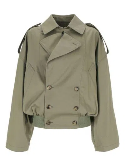 Loewe Cotton-blend Trench Bomber Jacket In Green