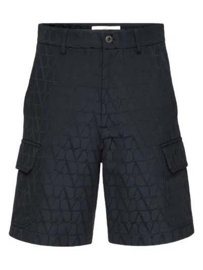 Valentino Garavani Toile Iconographe Shorts Men In Navy