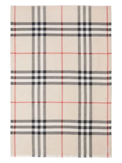 Burberry Vintage Check Wool-blend Scarf In Stone