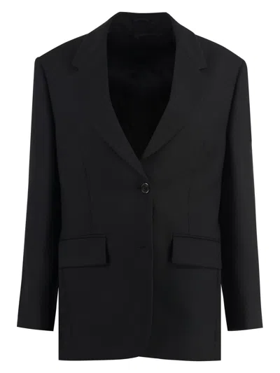 Prada Single-breasted Two-button Blazer In Black