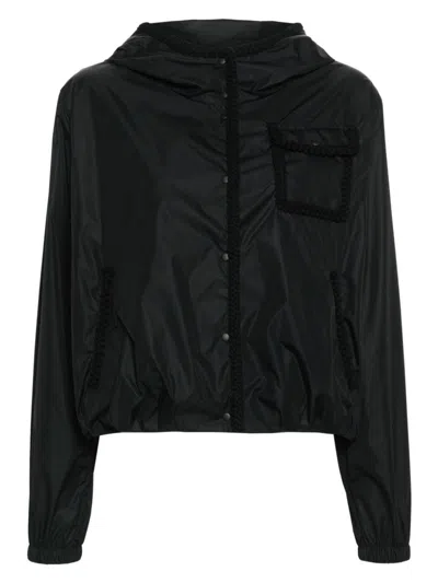 Moncler Dardano Crochet-trim Jacket In Black