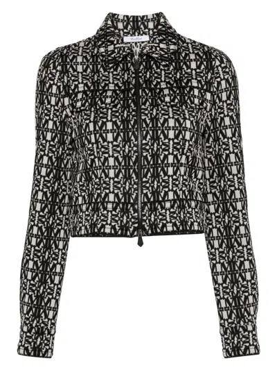 Max Mara Black Tony Monogram-pattern Cropped Jacket In White