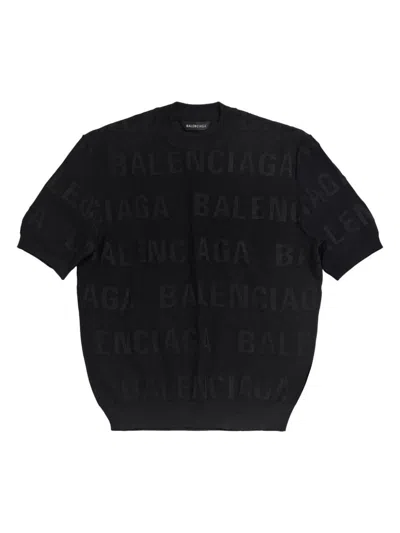 Balenciaga Logo-embroidered Cropped Top In Black