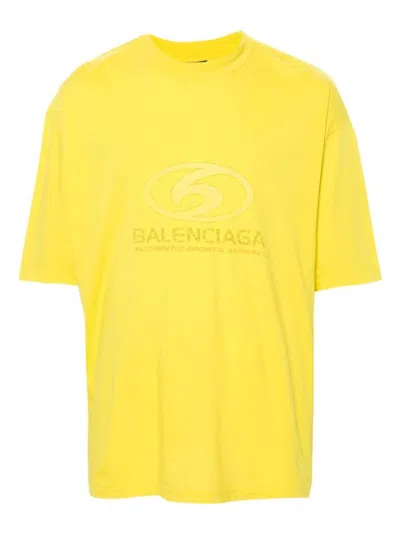 Balenciaga Bright Yellow Surfer T-shirt For Men In Yellowhite