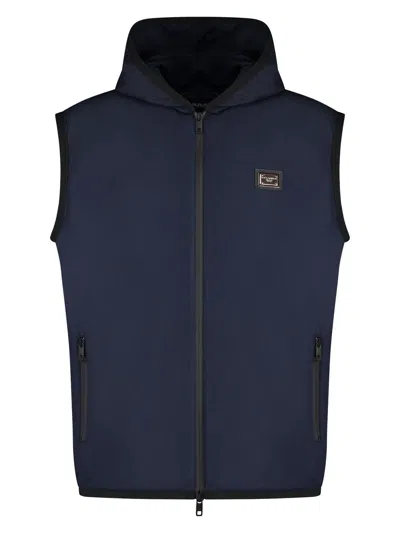 Dolce & Gabbana Sporty Vest With Zipper In Blue