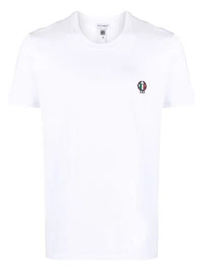 Dolce & Gabbana Logo-embroidered Short-sleeved T-shirt In White