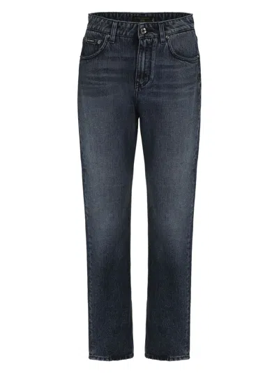 Dolce & Gabbana Black Mid-rise Straight-leg Jeans In Denim