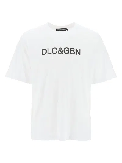 Dolce & Gabbana White Crewneck T-shirt With Contrasting Logo In White