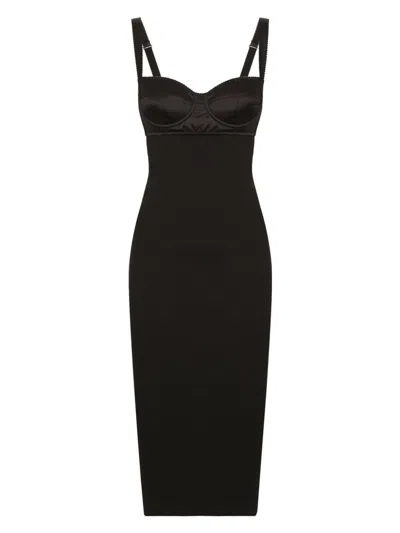 Dolce & Gabbana Bustier Neckline Pencil Dress With Open Back In Black