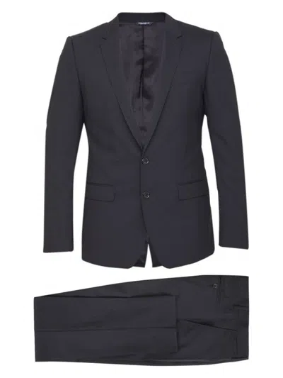 Dolce & Gabbana Black Single-breasted Virgin Wool Suit In Black
