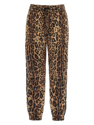 Shop Dolce & Gabbana Men's Leopard Print Nylon Jogger Pants For In Mixed Colours