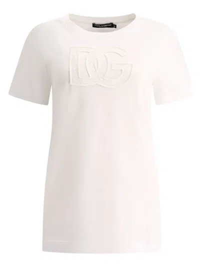 Dolce & Gabbana T-shirt With Logo Patch T-shirts White In White