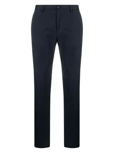 Dolce & Gabbana Midnight Blue Stretch-cotton Trousers For Men In Darkblue