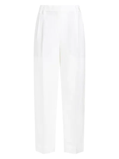 Brunello Cucinelli Viscose And Line Trousers In White
