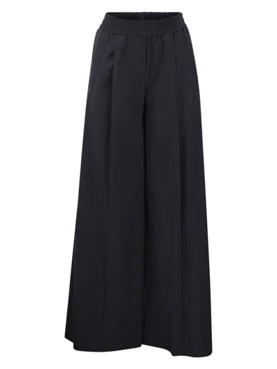 Brunello Cucinelli Women's Relaxed Light Cotton Trousers In Blue