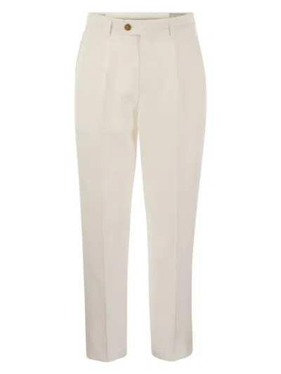Brunello Cucinelli Cotton Slim Fit Pants In Cream