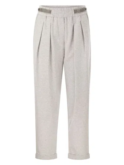 Brunello Cucinelli Cotton Fleece Trousers In Grey