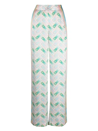 Casablanca Printed Straight Leg Trousers Ping Pong Print In White