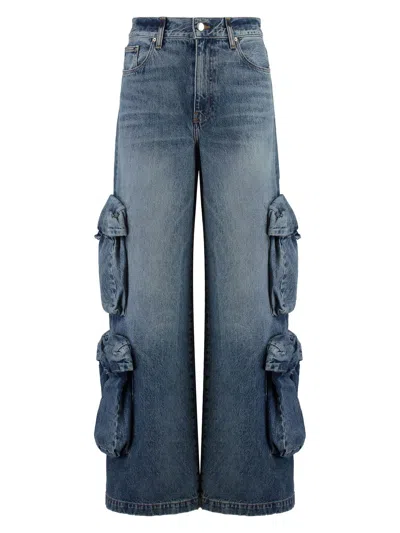 Amiri Baggy Cargo Jeans In Denim