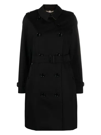 Burberry Double Breasted Belted Trench Coat In Black