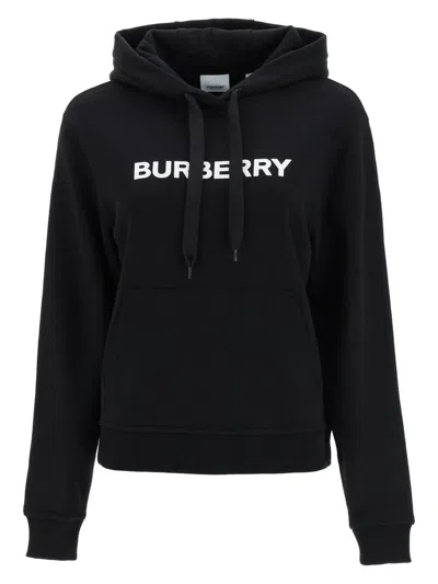 Burberry Poulter Hoodie With Logo Print In Black