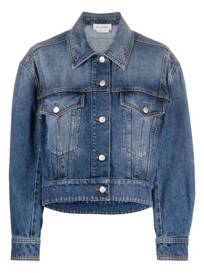 Alexander Mcqueen Denim Cocoon Jacket In Denim