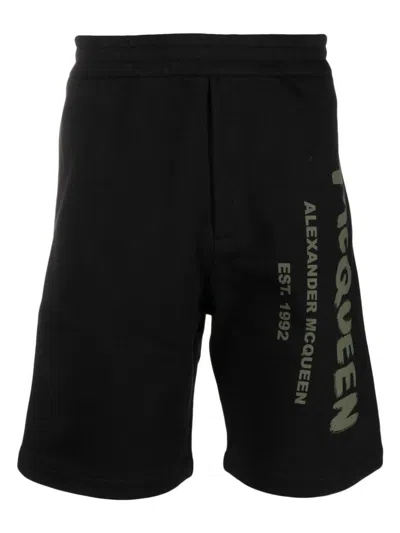 Alexander Mcqueen Alexander Mc Queen Mc Queen Graffiti Shorts In Blackkhaki