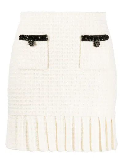 Self-portrait Self Portrait Women Structured Knit Mini Skirt In Neutral