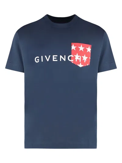 Givenchy Giv Star Pocket Tee In Blue
