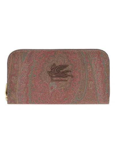 Etro Coated Canvas Wallet In Burgundy
