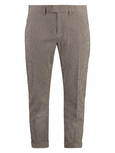 Dondup Cotton Trousers With Belt Loops And Cuffed Hem In Multicolor