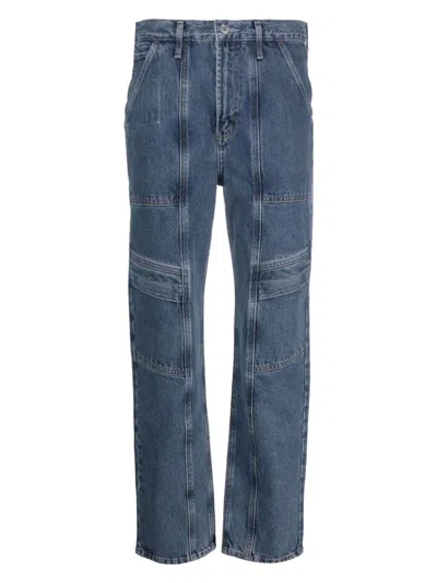 Agolde Cooper Straight Denim Cargo Jeans In Blue