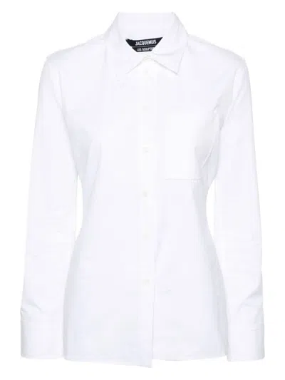 Jacquemus White Blouse With Cut-out Detail And Adjustable Waistband In White