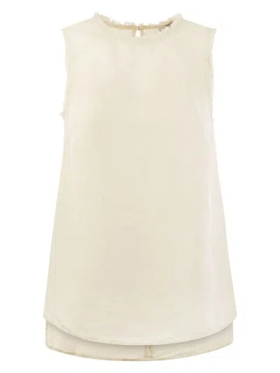 Peserico Sleeveless Linen Top In Sand