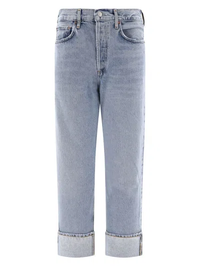Agolde Used Effect Fran Jeans In Light Blue
