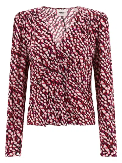 Isabel Marant Fuchsia Ruffled V-neck Blouse For Women In Fuchsia