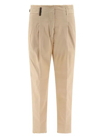 Peserico Trousers With Fringed Details In Beige