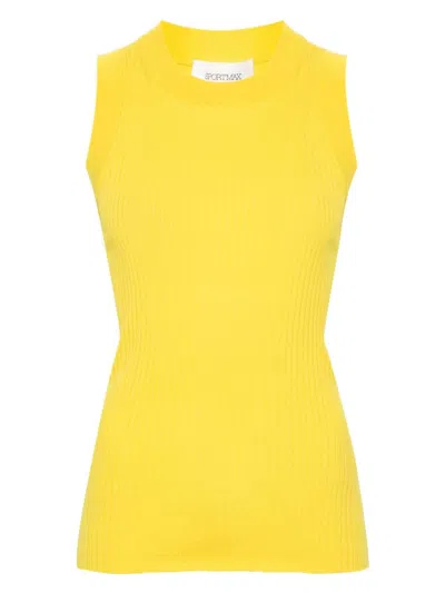 Sportmax Women's Ribbed Cotton Tank Top In Yellow
