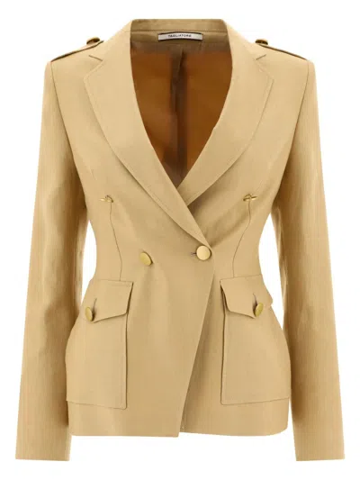 Tagliatore Darlene Double-breasted Linen Blazer In Neutral