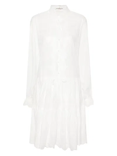 Ermanno Scervino Floral-embroidery Mini Dress In White