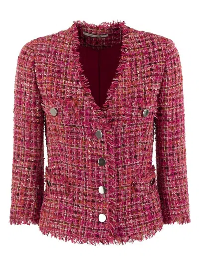 Tagliatore Dharma Tweed Jacket In Magenta