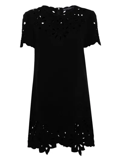 Ermanno Scervino Embroidered Shift Minidress In Black