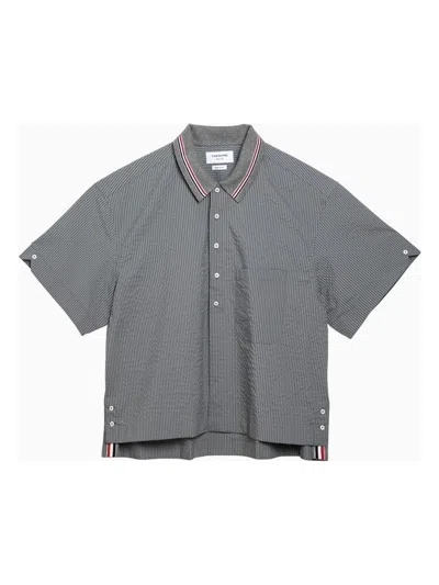 Thom Browne Striped Short-sleeved Shirt In Grey