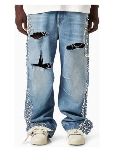 1989 Studio Y2k Embroidered Denim Jeans In Blue