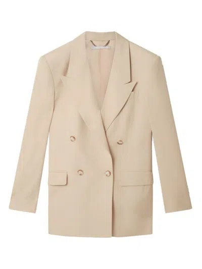 Stella Mccartney Double Breasted Satin Blazer In Beige